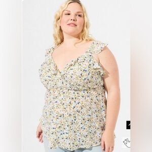 Torrid sz 3 Peplum Georgette Ruffle Surplice Tank Top NWT
